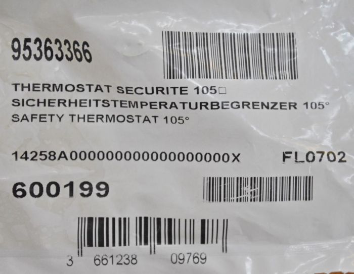 Защитный термостат 105°. De Dietrich 95363366